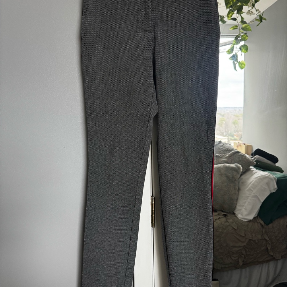 Zara Black and White Patterned Pants with Red Stripe